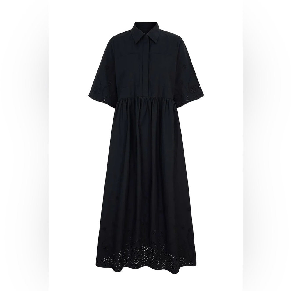 Aligne London | Eyelet Detail Black Maxi Dress